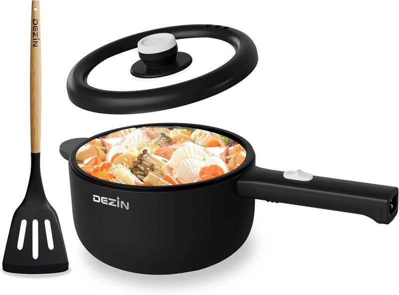 DEZIN Electric Cooker, 2L Non-Stick Sauté Pan, Rapid Noodles Cooker, Mini Pot for Ramen with Power Adjustment, Dorm Room Essential - Image 1